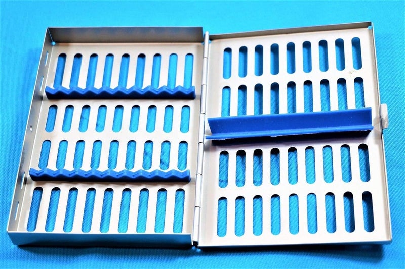 CYNAMED Premium German Dental Sterilization Cassette Autoclave Tray Rack Box 10 Instruments Blue - Image 2